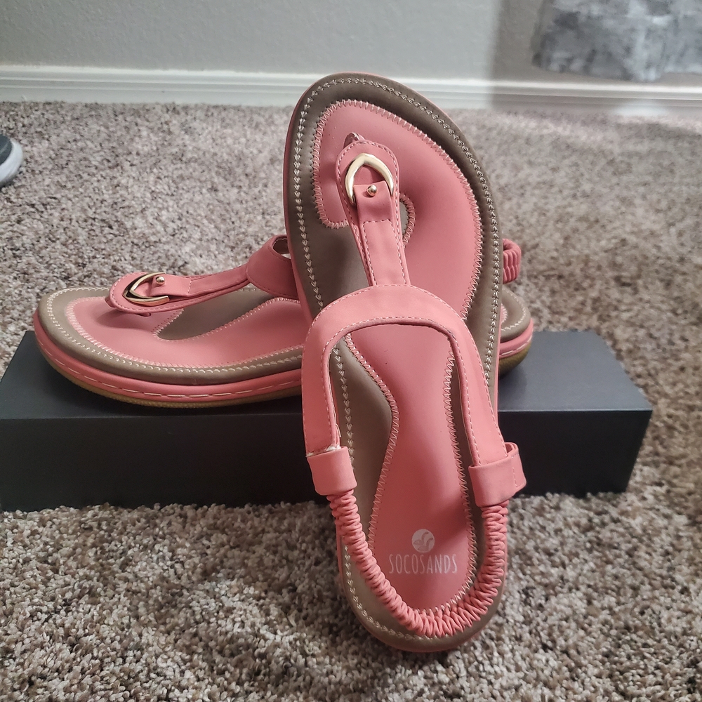 SoCoSands Coral Comfort Slip-On Sandals |‎ Gold Accent Size 40 (Fits 8–8.5)